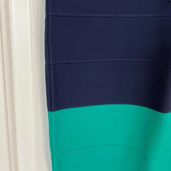 BCBG MaxAzria Kisha Dress in Navy Teal. Bodycon Dress, Size Small - Picture 5 of 7